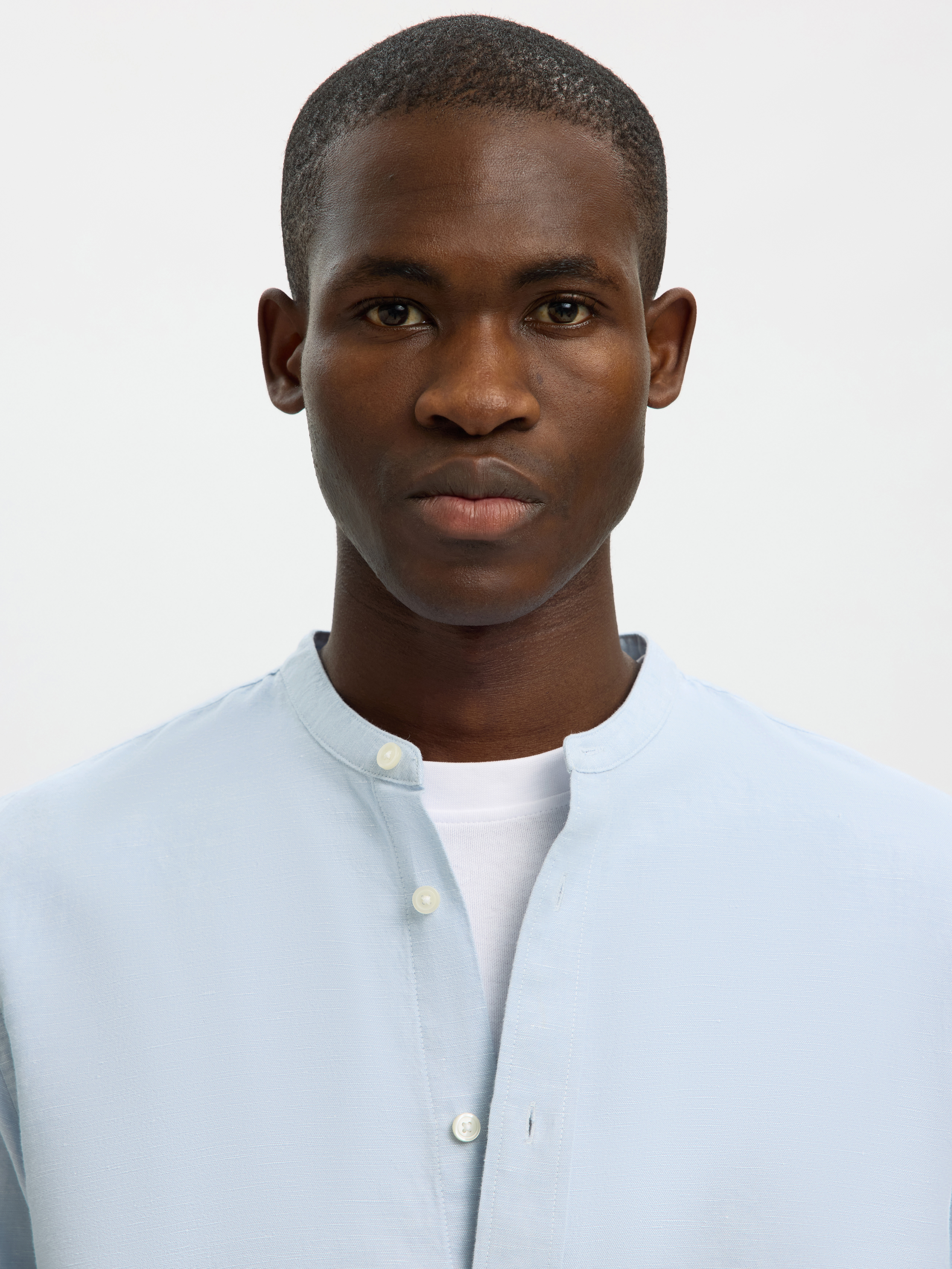 SLMREGCLAY LINENBLEND LS SHIRT BAND NOOS