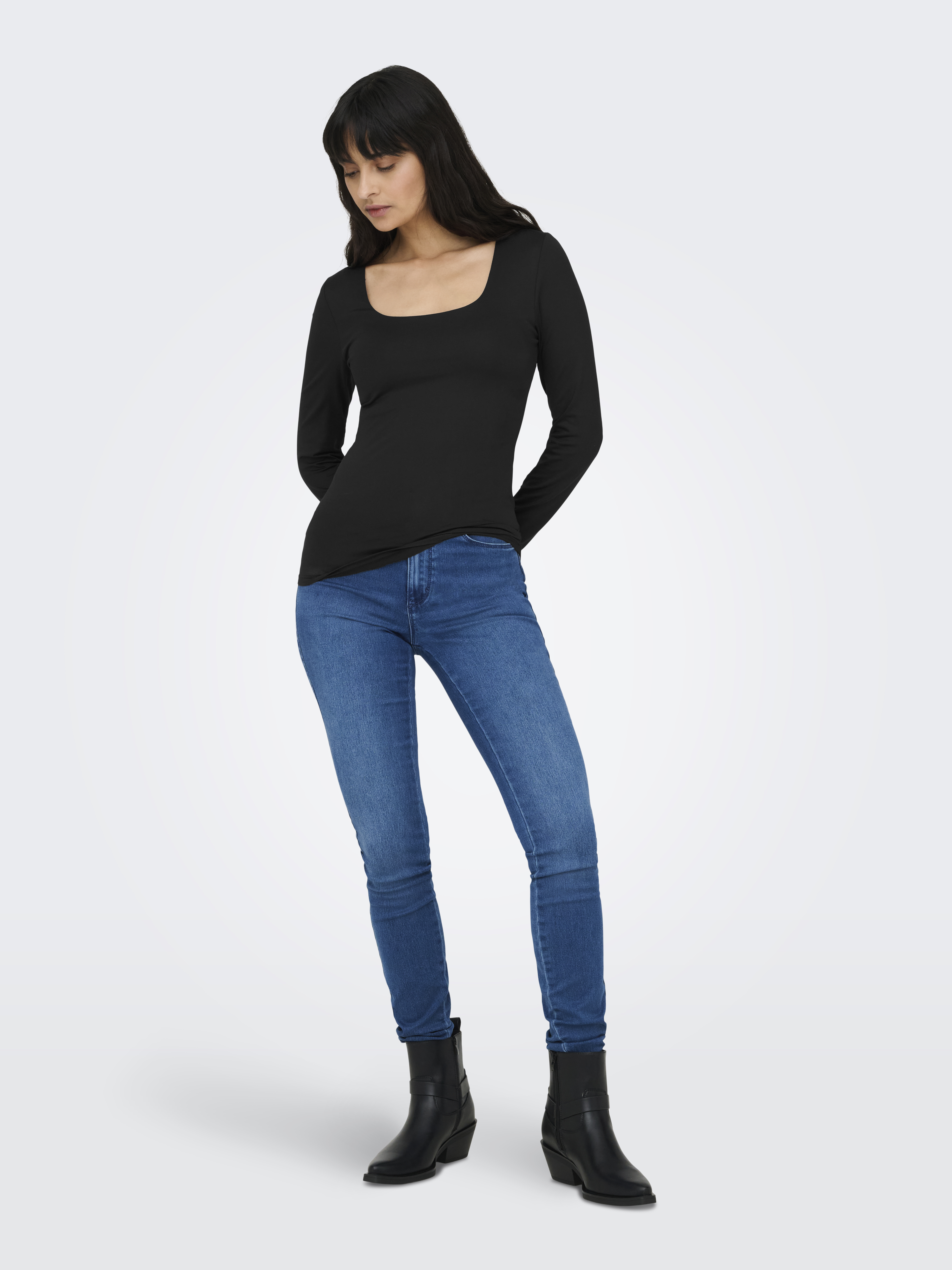ONLEA L/S 2-WAY DEEP NECK TOP JRS NOOS