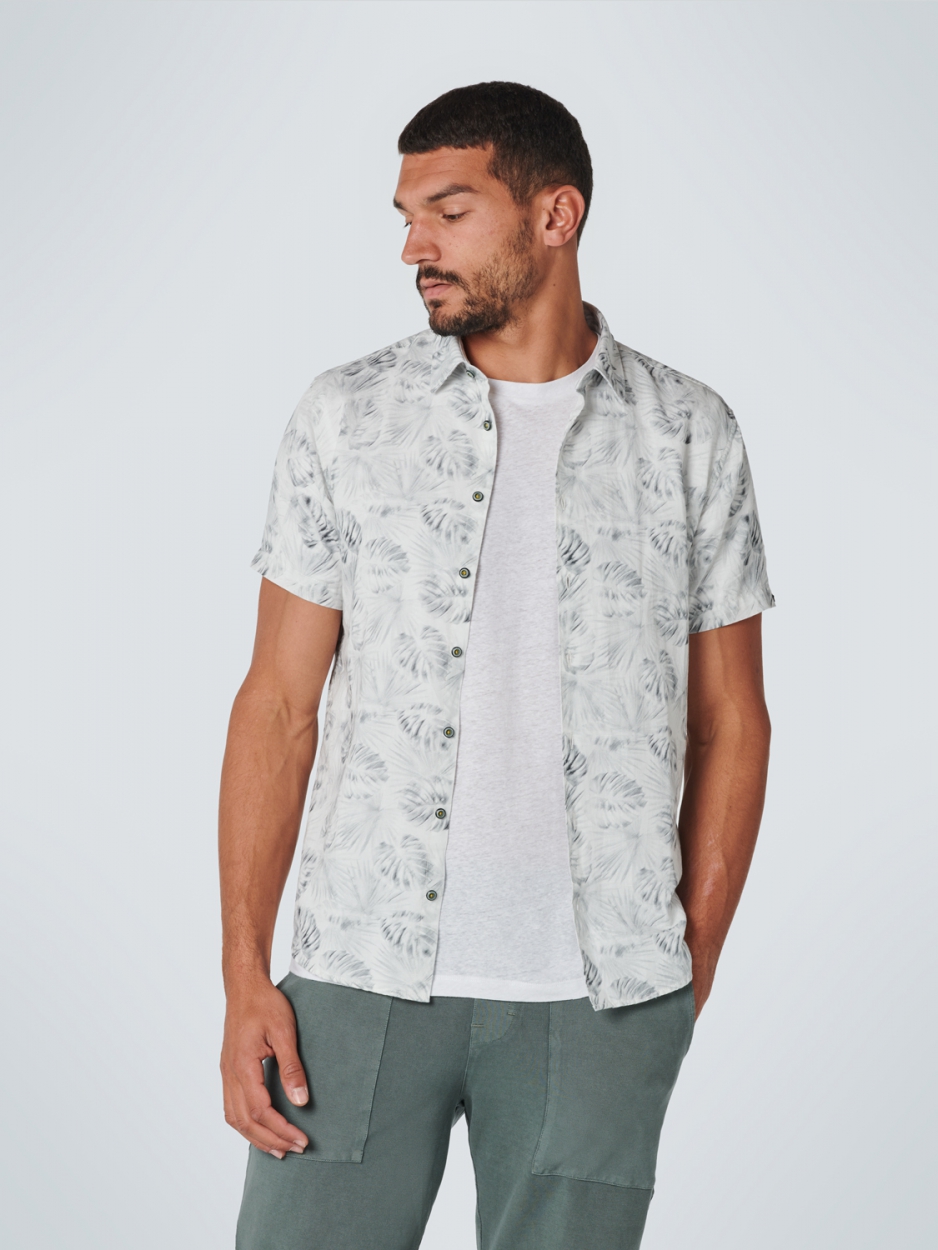 Shirt Short Sleeve Allover Printed With Linen