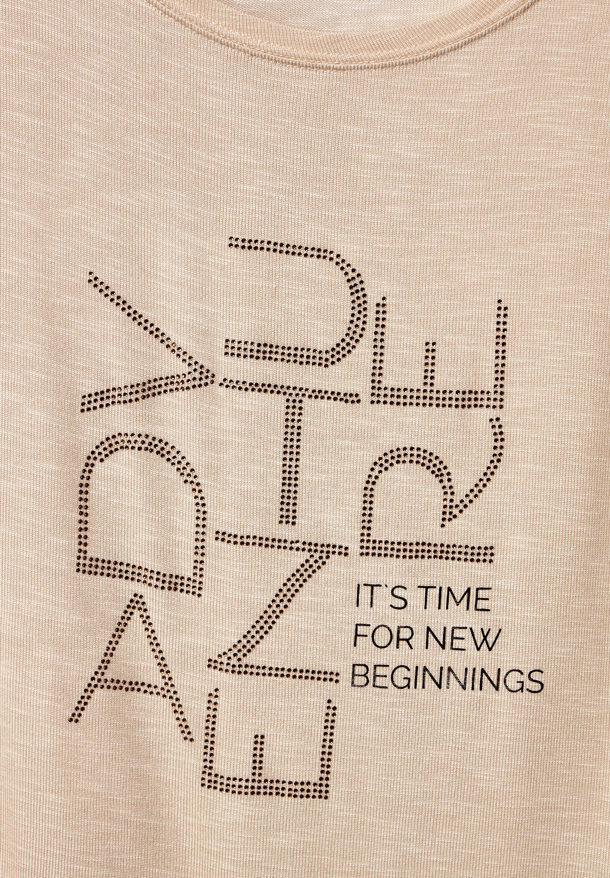 T-Shirt mit Steinchenwording