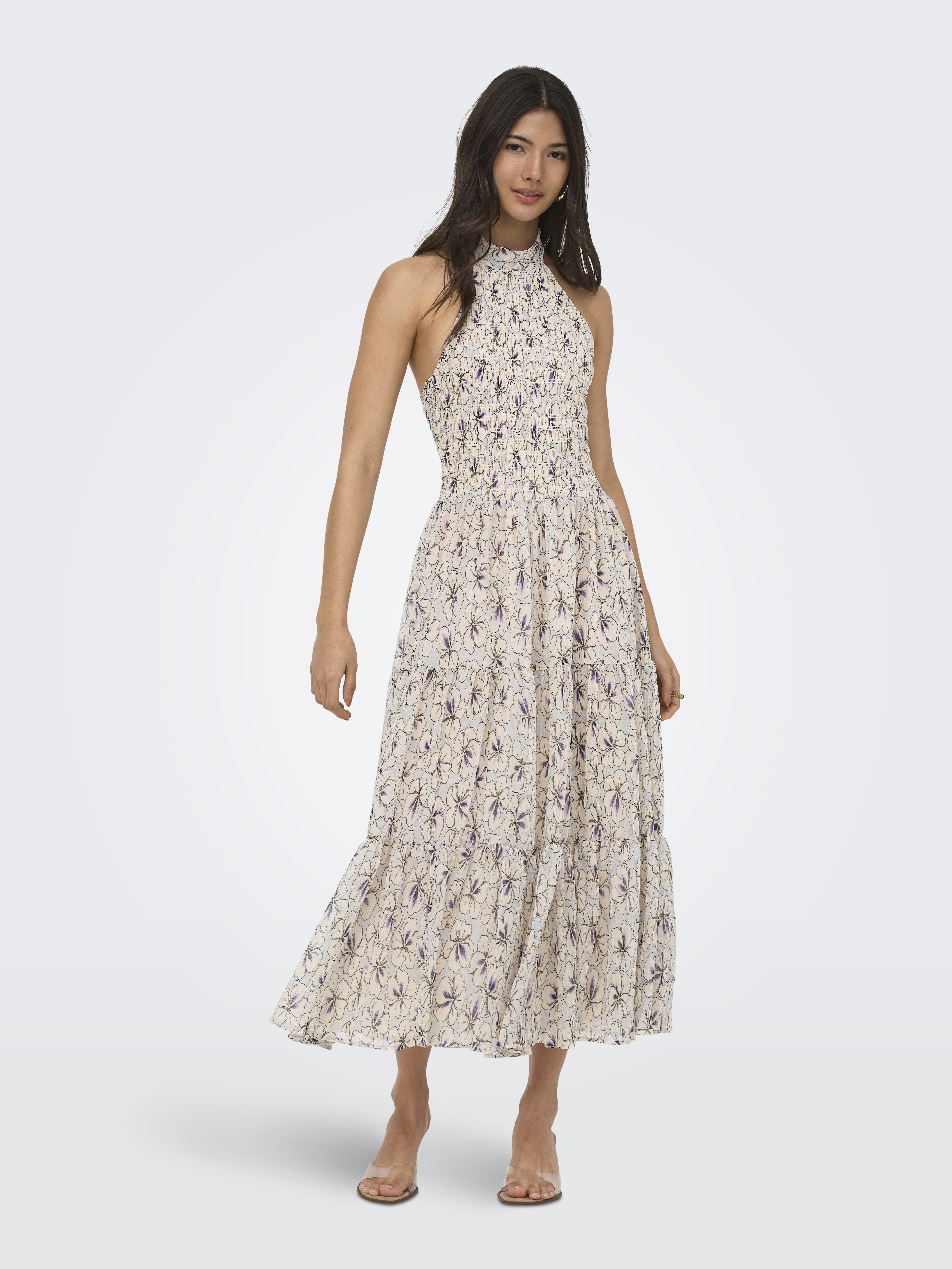 ONLIVEN S/L LONG HALTERNECK DRESS WVN EX