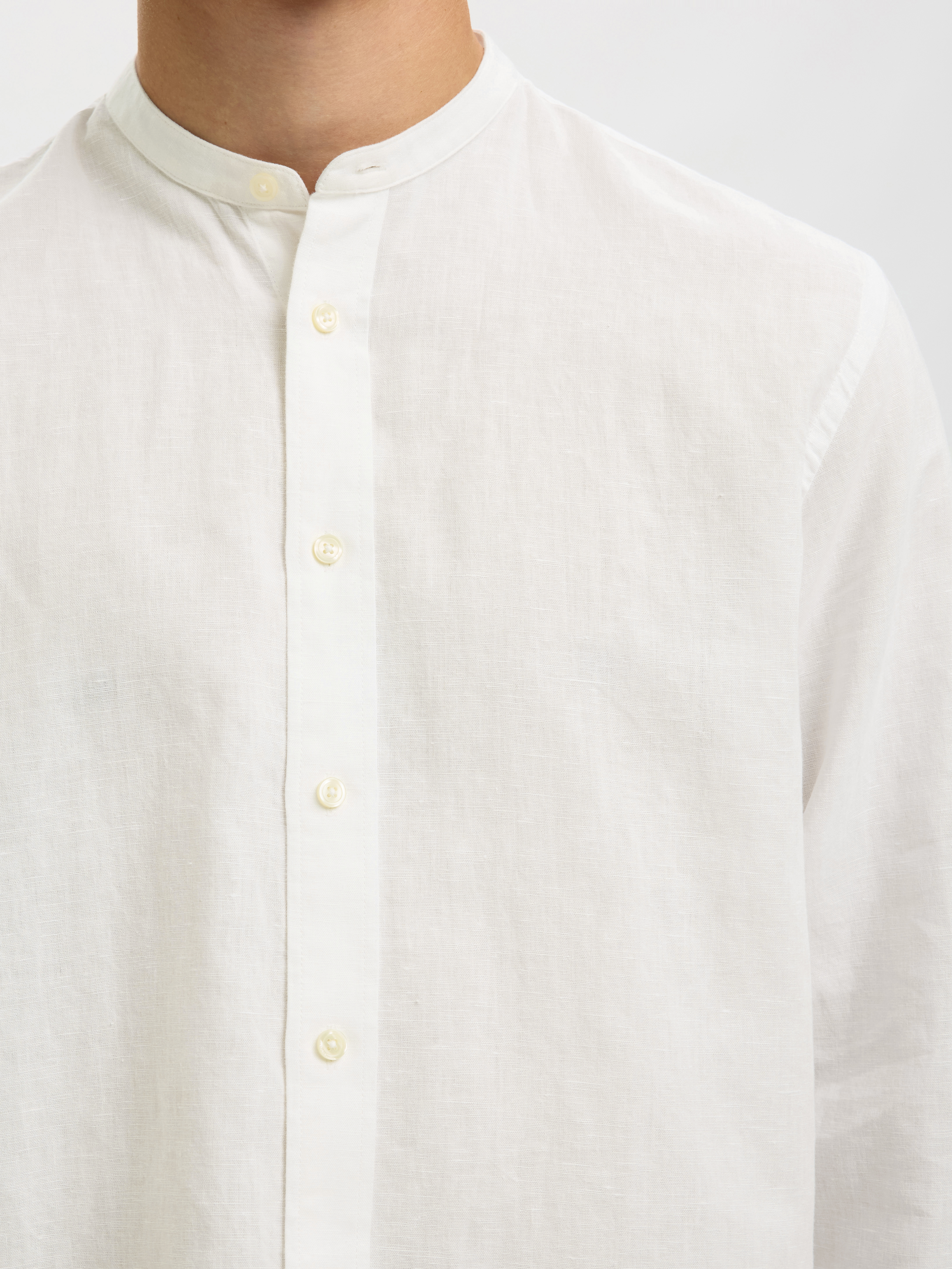 SLMREGCLAY LINENBLEND LS SHIRT BAND NOOS