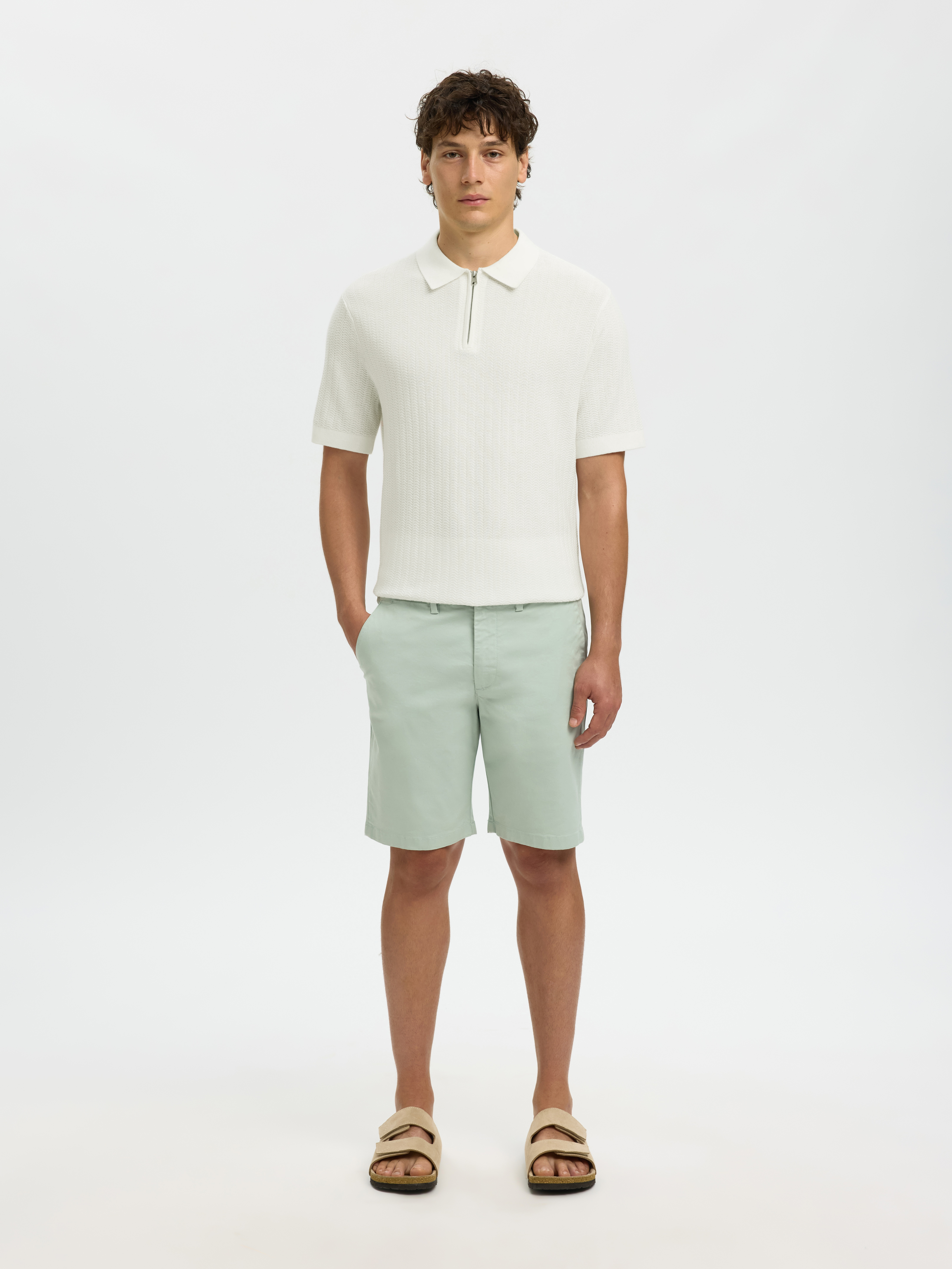 SLMCRAN SS KNIT STRUCTURE ZIP POLO NOOS