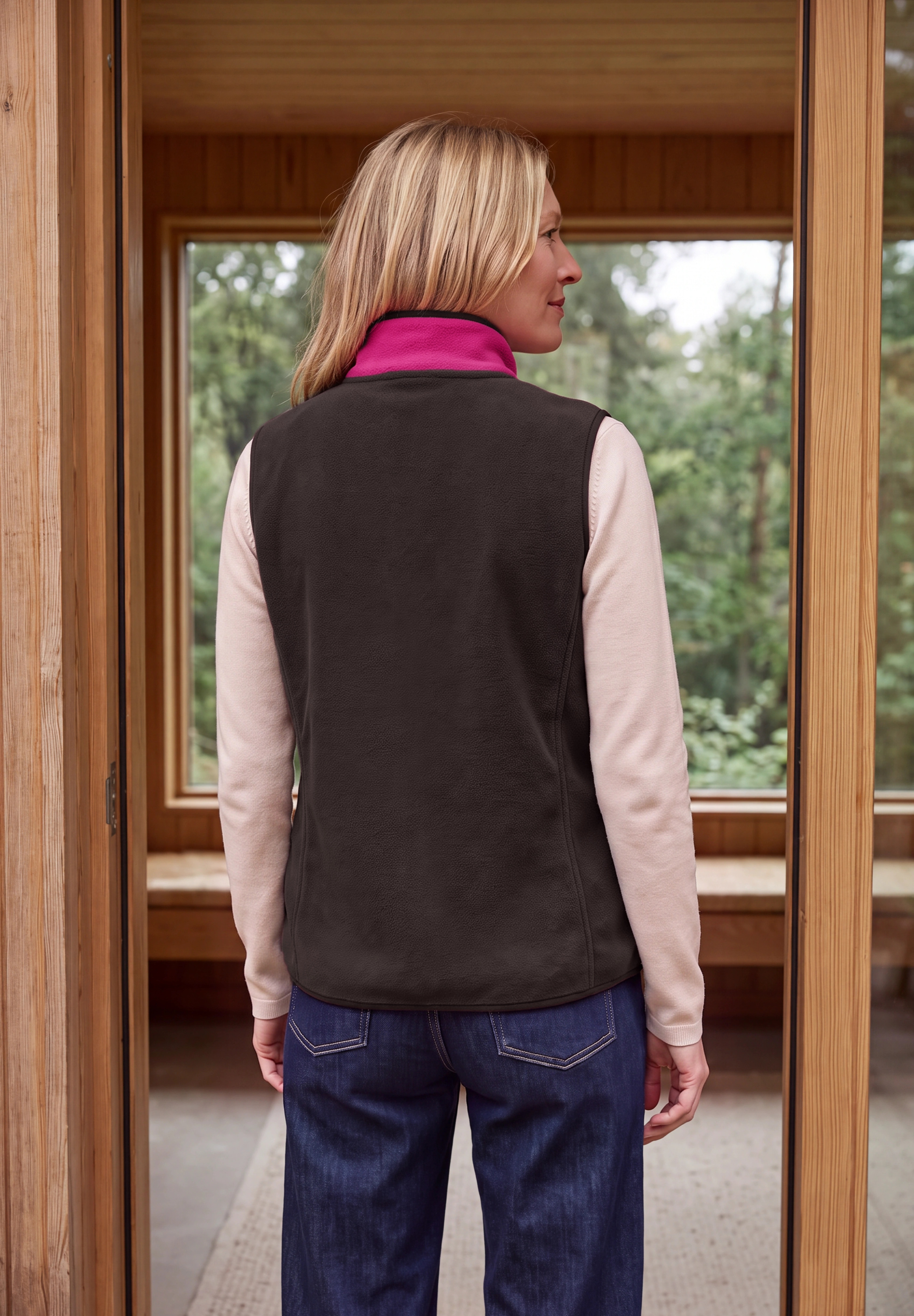 Fleece Weste im Colorblock-Look