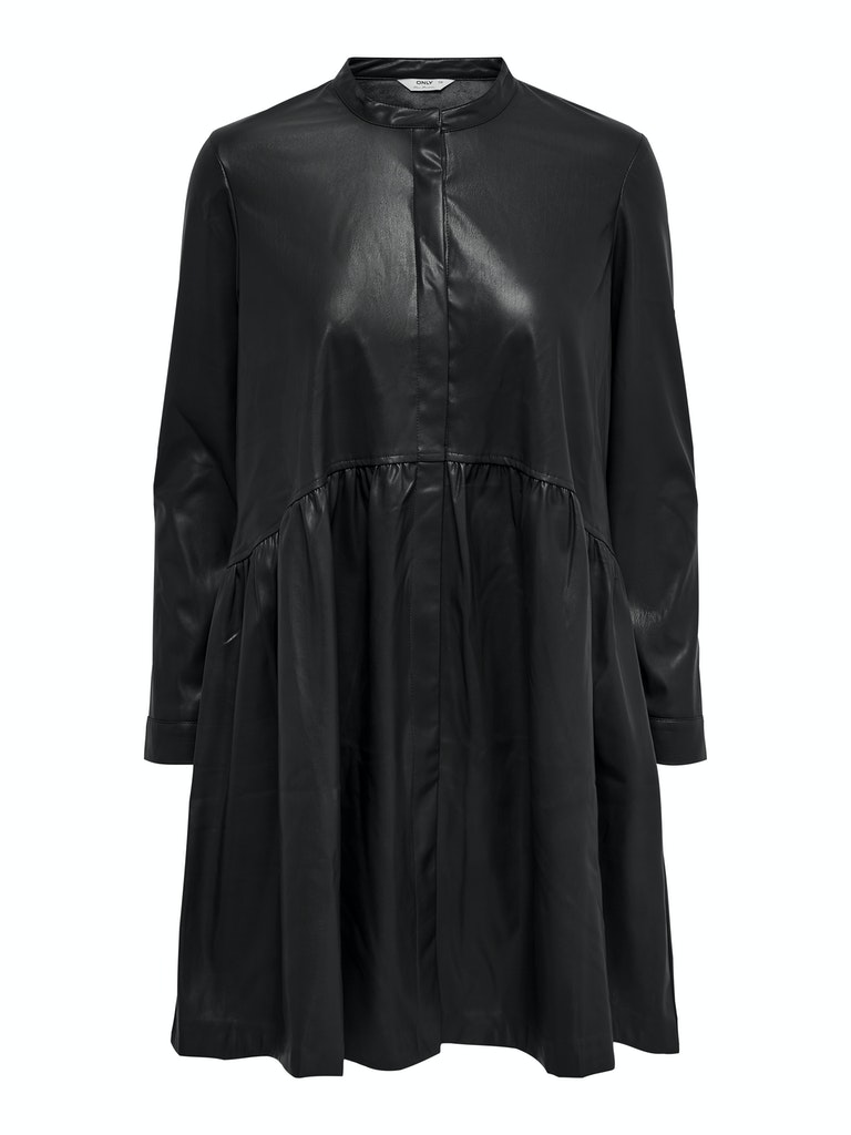 Black leather shirt dress discount
